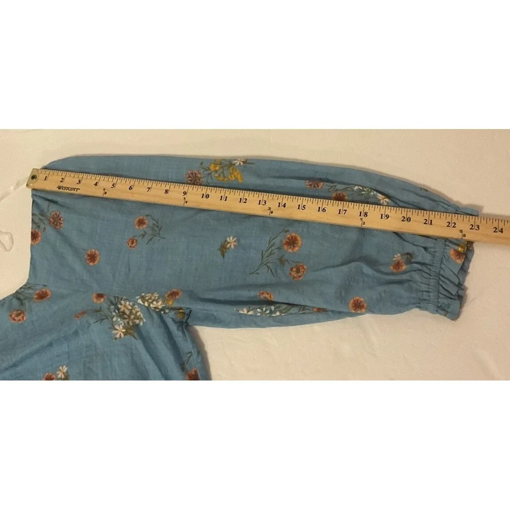 NWT ANA Bethany Peasant Blouse Crop Top Floral Print ElasT Puff Sleeve Sz 0X NEW - Picture 6 of 8